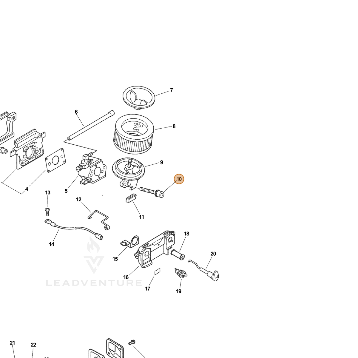 ECHO part 90016205050 — IPL diagram snippet (6x zoom, amber highlight)