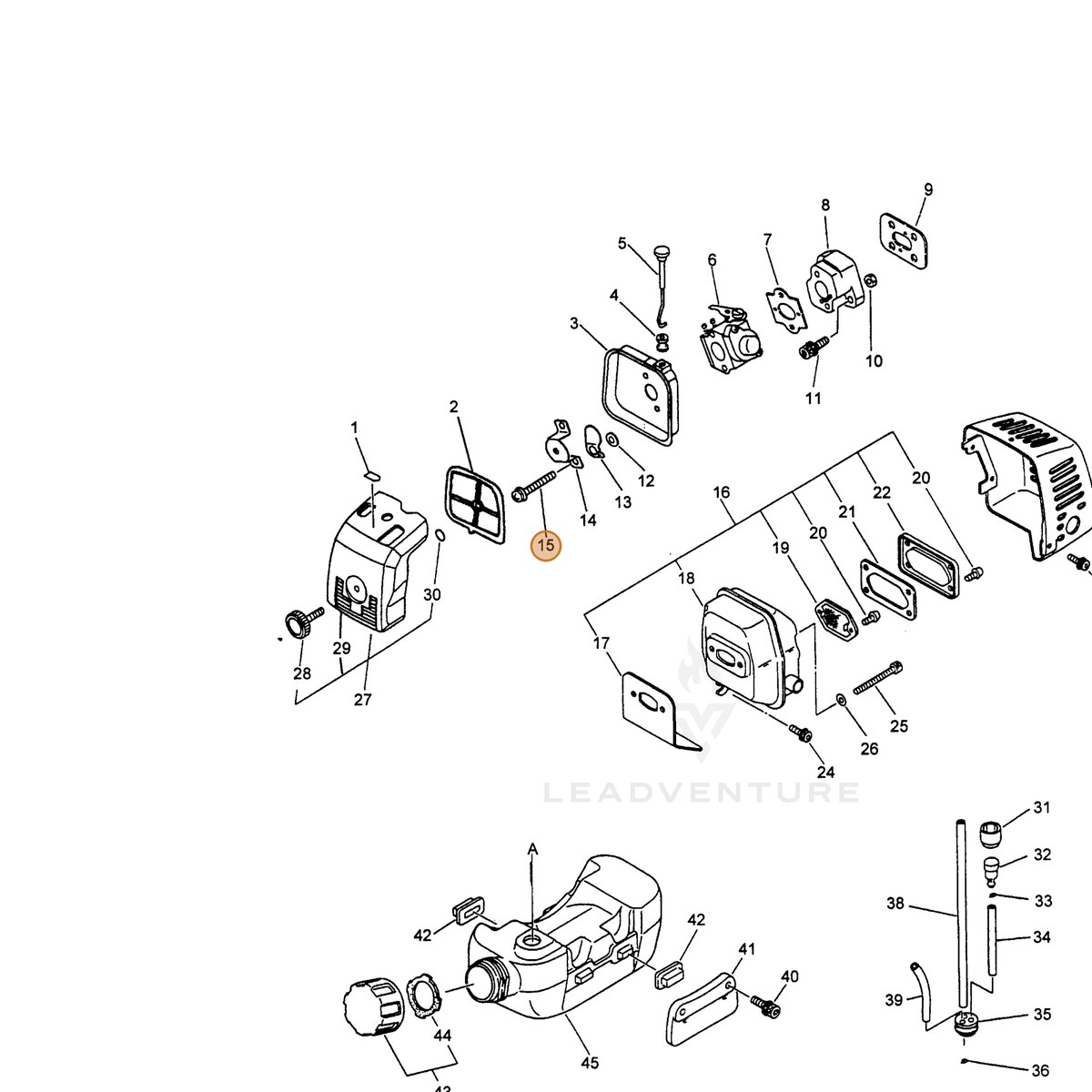ECHO part 90016205057 — IPL diagram snippet (6x zoom, amber highlight)