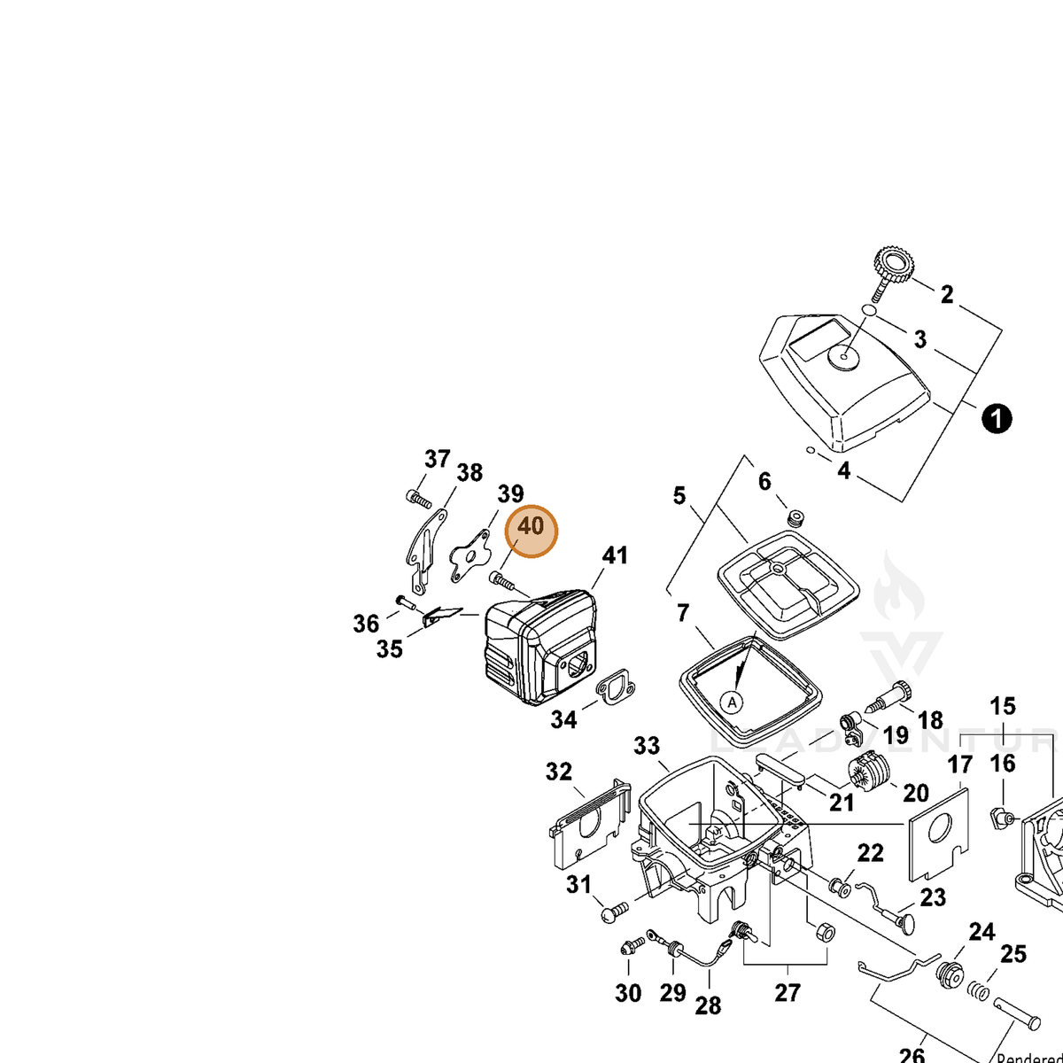 ECHO part 90016206020 — IPL diagram snippet (6x zoom, amber highlight)
