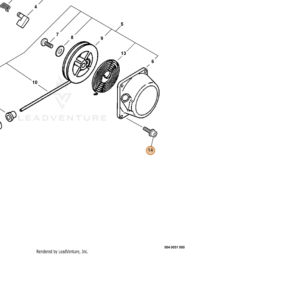 ECHO part 90016304018 — IPL diagram snippet (6x zoom, amber highlight)