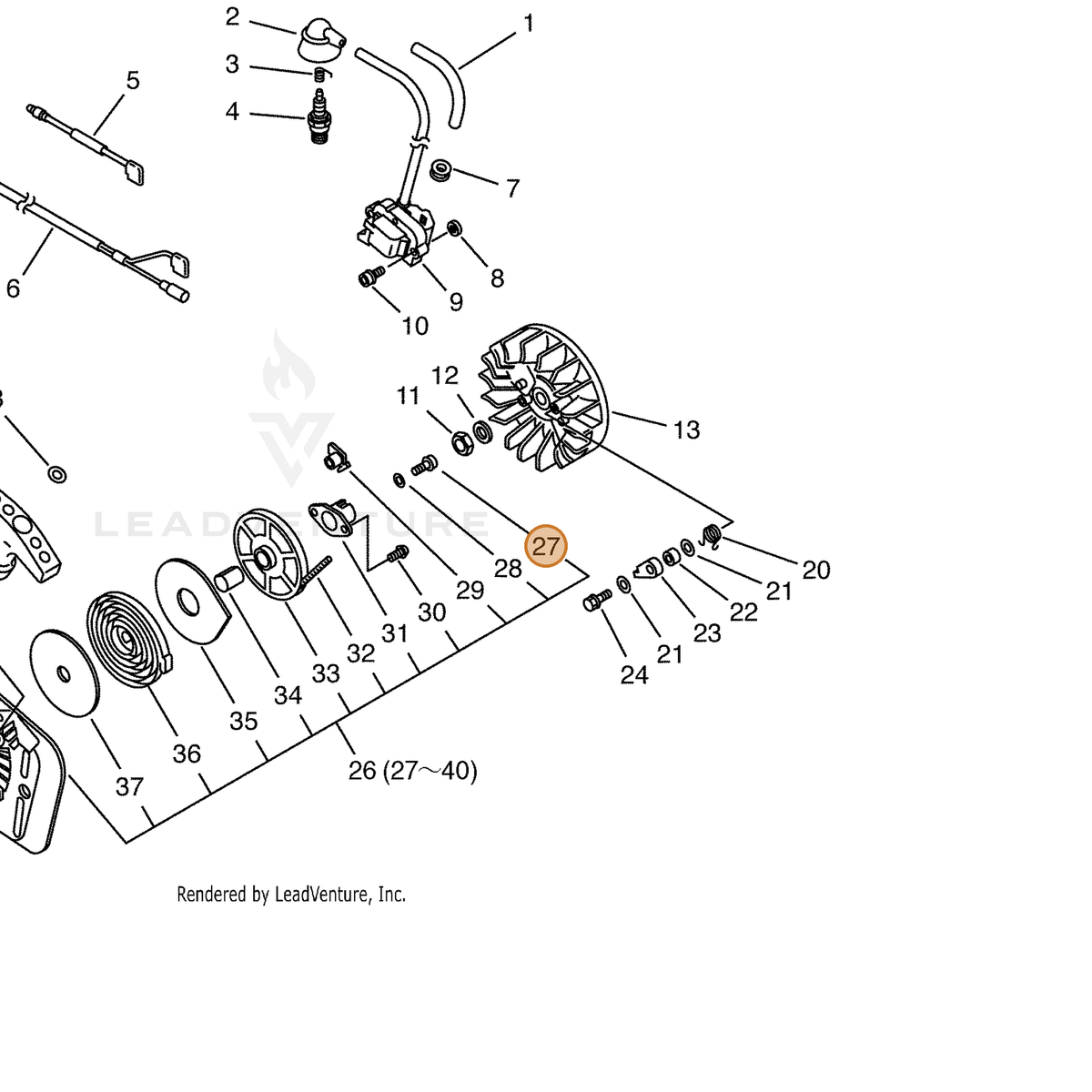 ECHO part 90016705014 — IPL diagram snippet (6x zoom, amber highlight)