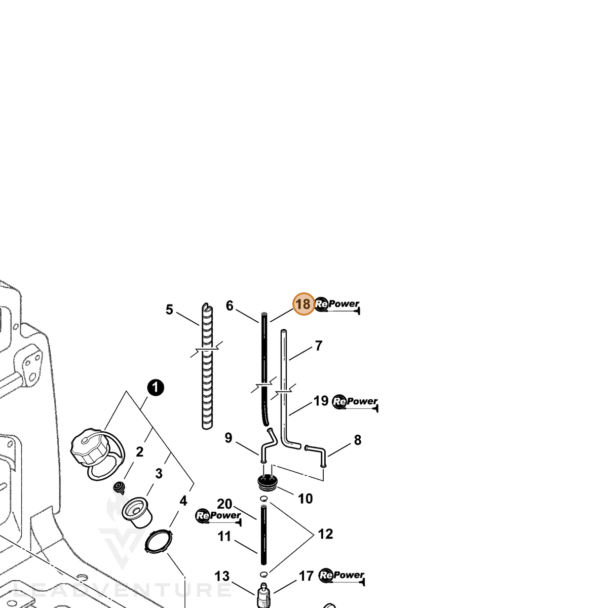 ECHO part 90016 — IPL diagram snippet (6x zoom, amber highlight)