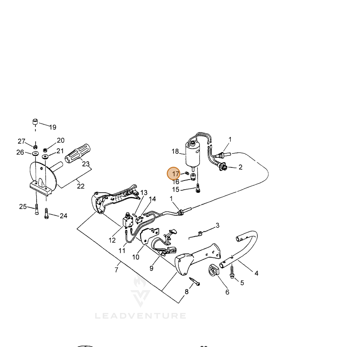 ECHO part 90017104005 — IPL diagram snippet (6x zoom, amber highlight)