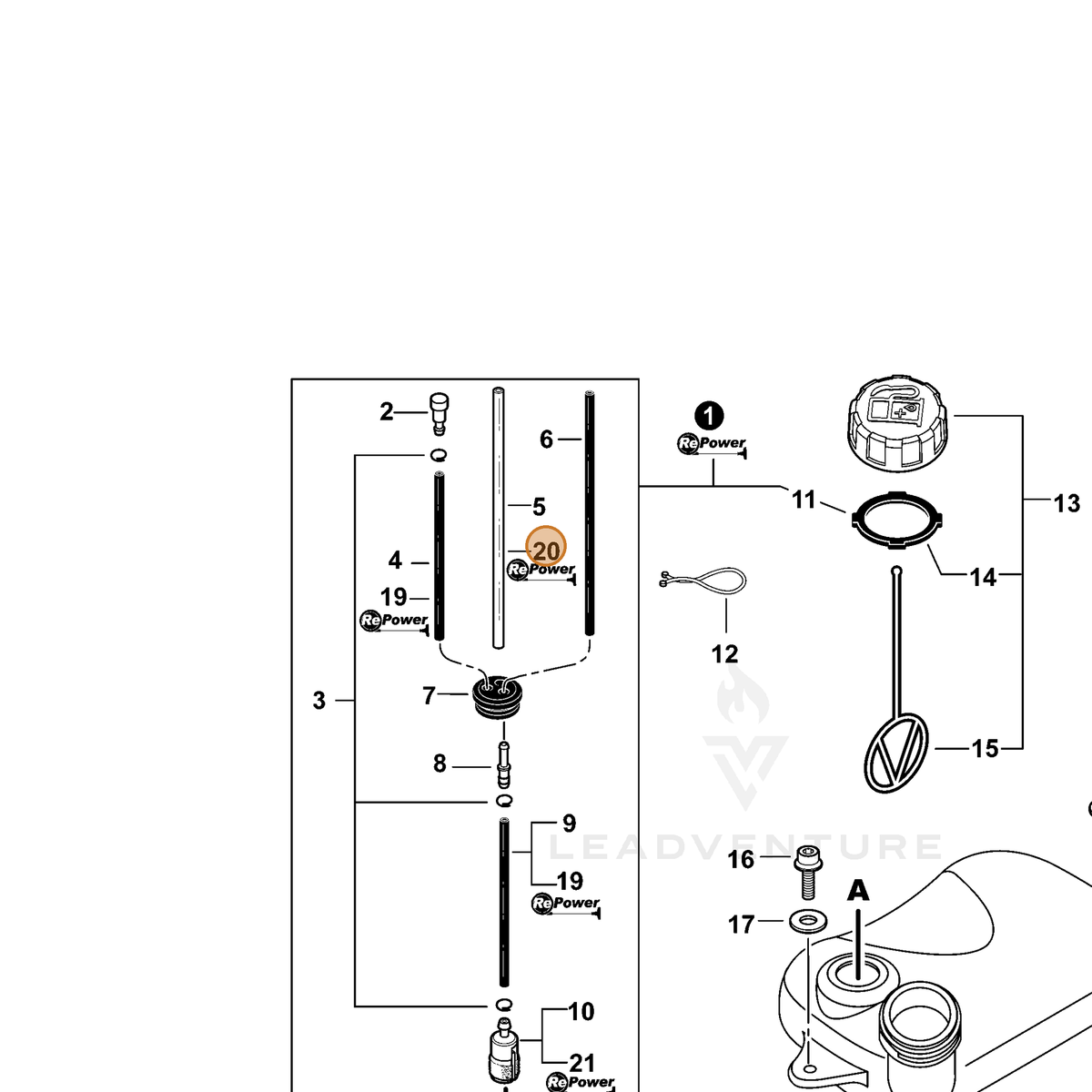 ECHO part 90017 — IPL diagram snippet (6x zoom, amber highlight)
