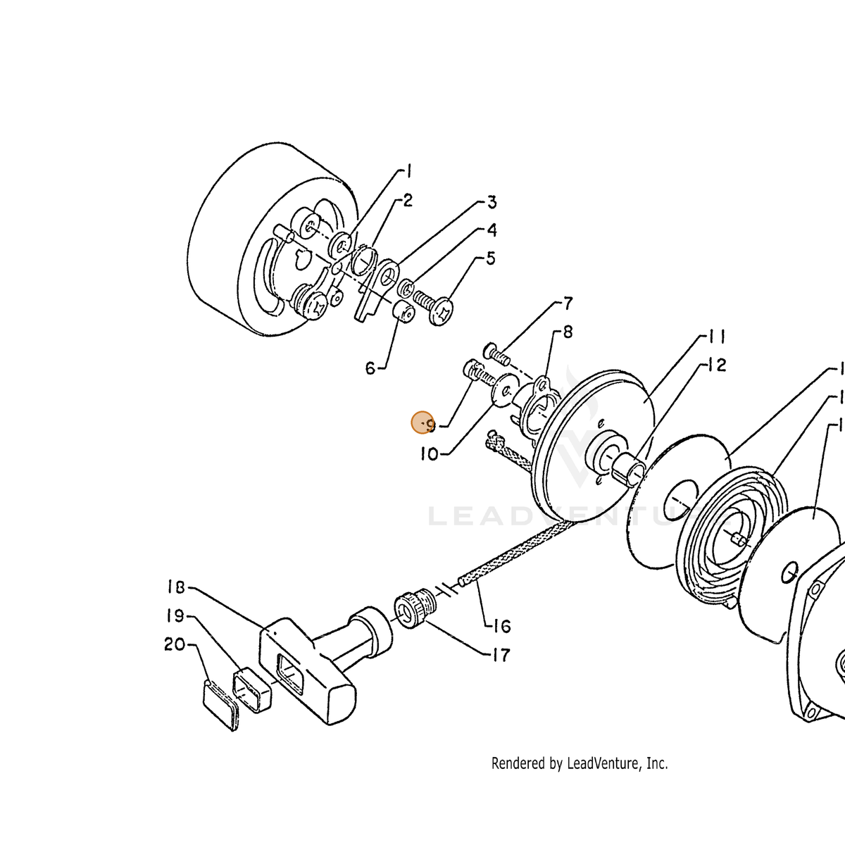 ECHO part 90020404008 — IPL diagram snippet (6x zoom, amber highlight)