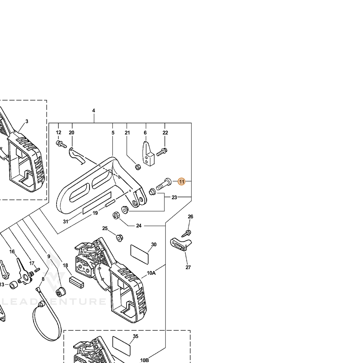 ECHO part 90020905030 — IPL diagram snippet (6x zoom, amber highlight)