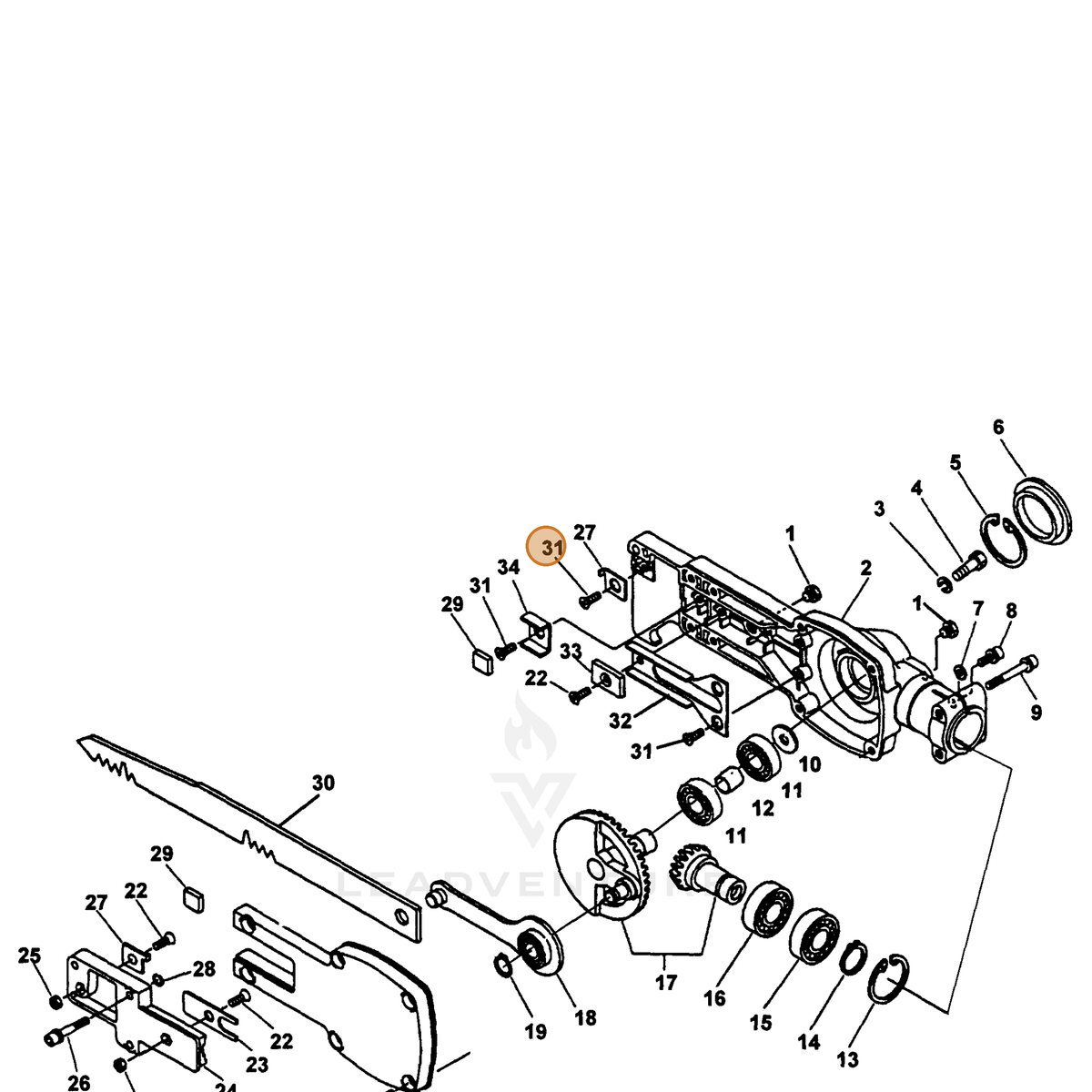 ECHO part 90021204010 — IPL diagram snippet (6x zoom, amber highlight)