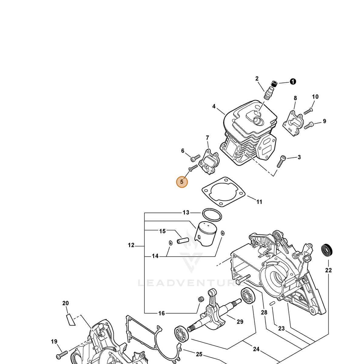 ECHO part 90021204014 — IPL diagram snippet (6x zoom, amber highlight)