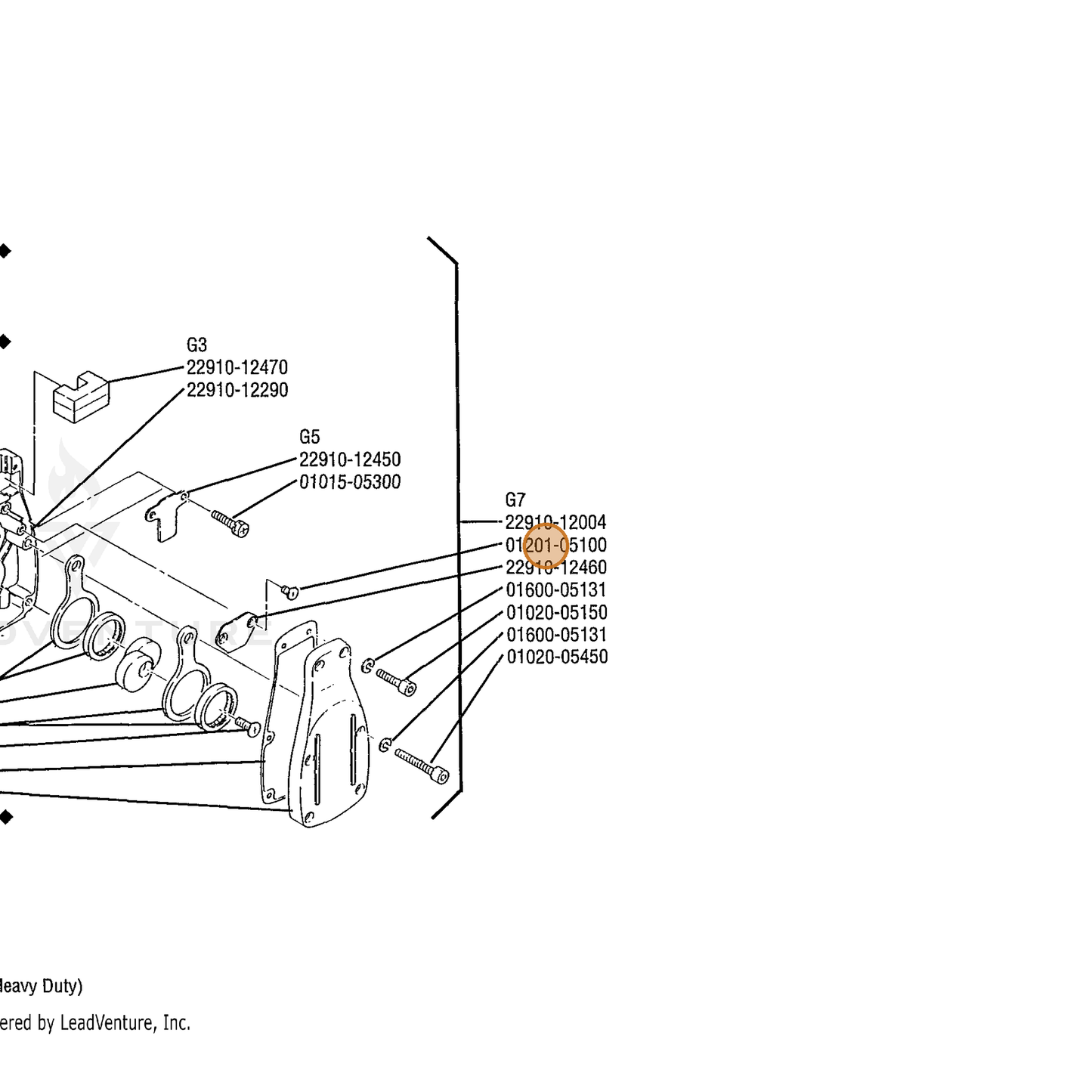 ECHO part 90021205010 — IPL diagram snippet (6x zoom, amber highlight)
