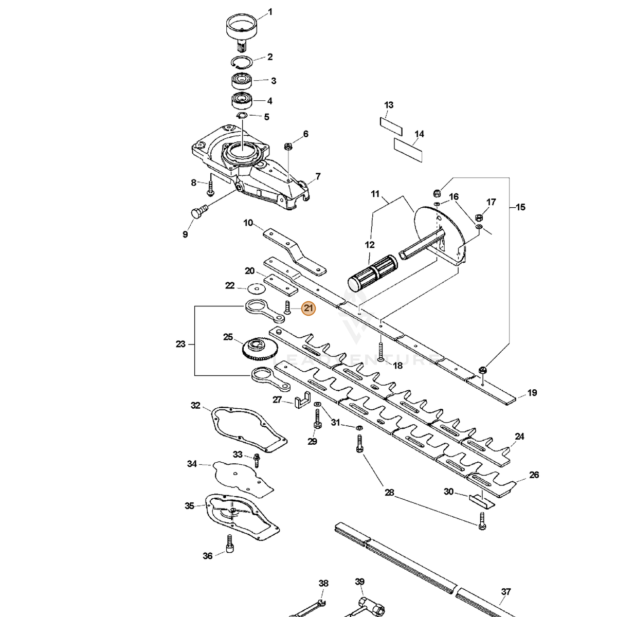 ECHO part 90021206025 — IPL diagram snippet (6x zoom, amber highlight)