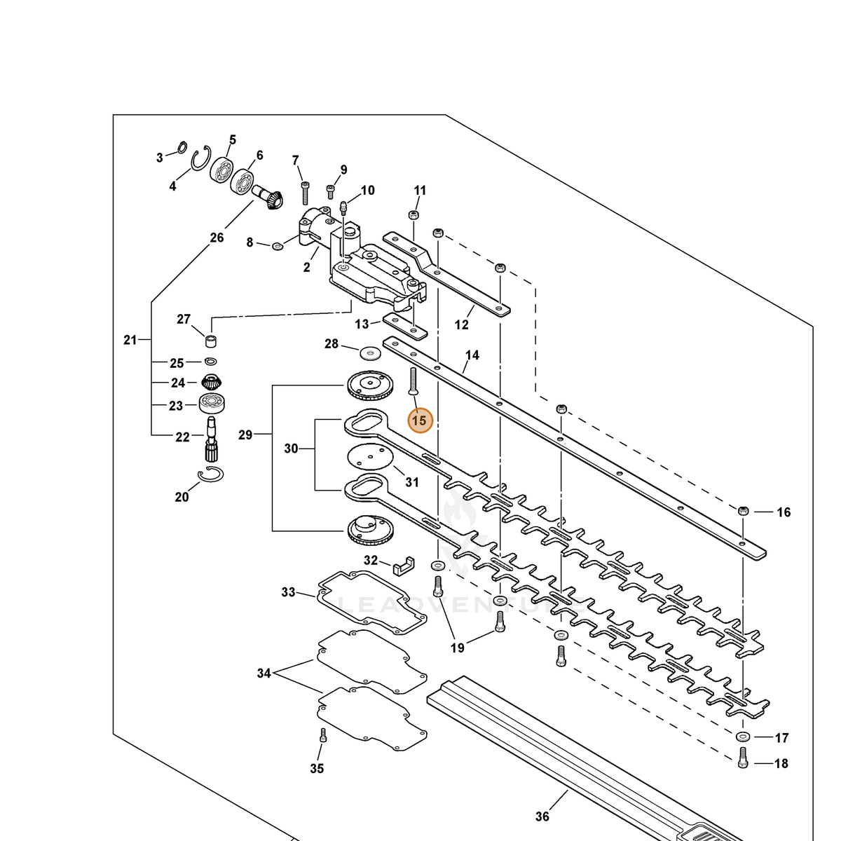 ECHO part 90021206035 — IPL diagram snippet (6x zoom, amber highlight)