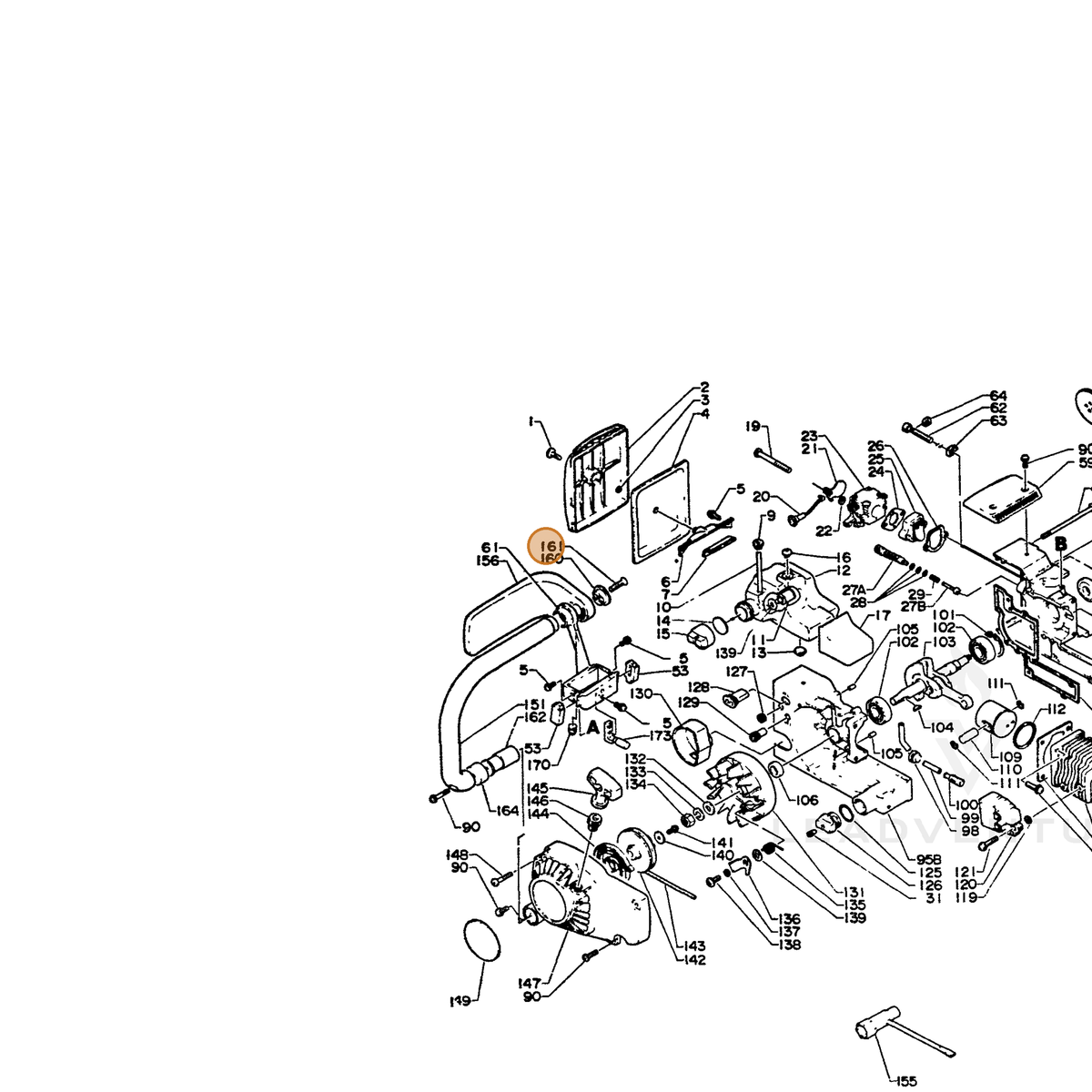 ECHO part 90021405025 — IPL diagram snippet (6x zoom, amber highlight)