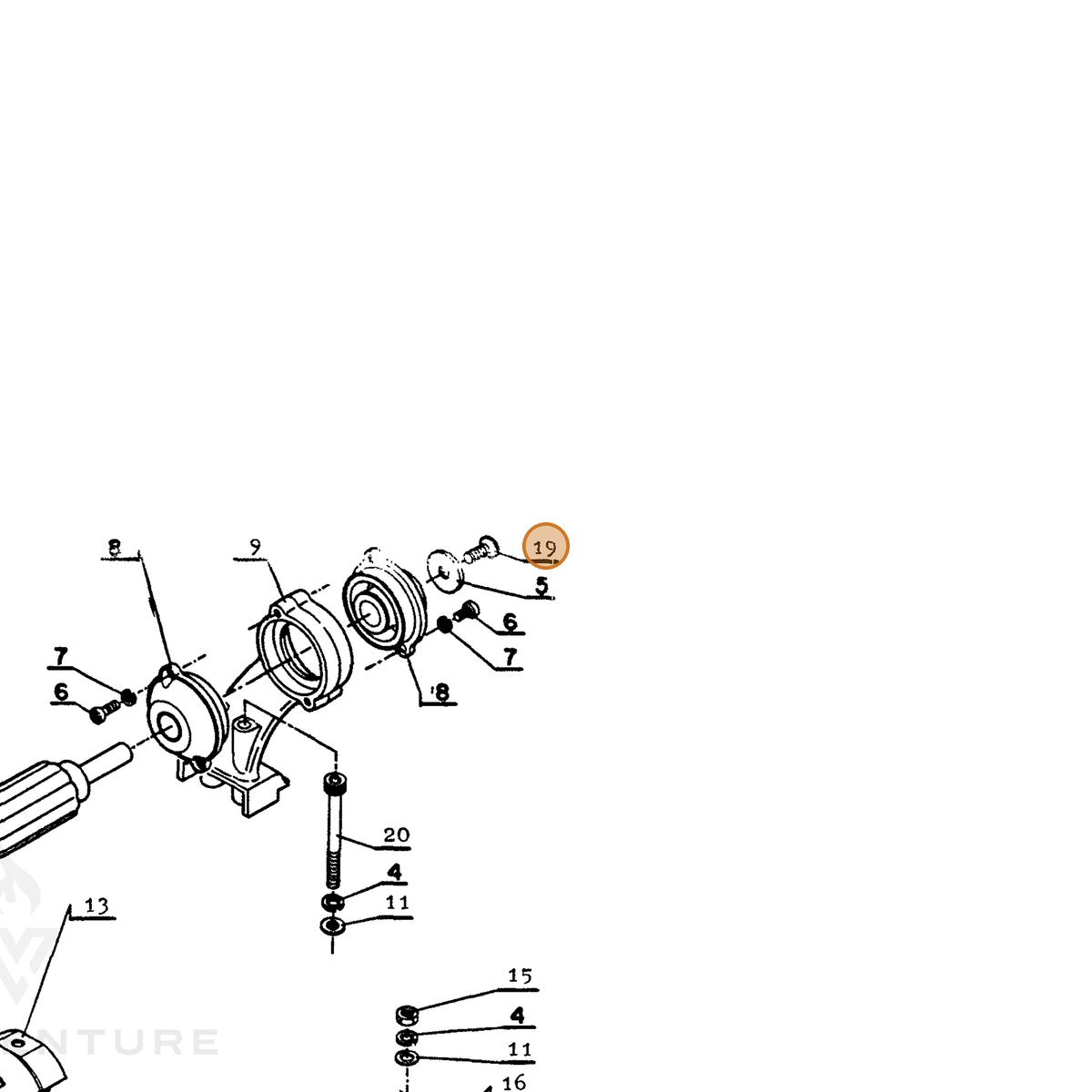 ECHO part 90021805012 — IPL diagram snippet (6x zoom, amber highlight)