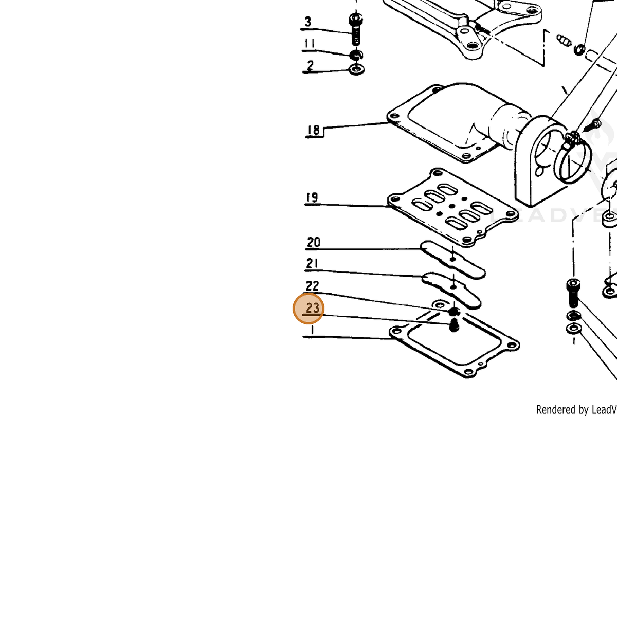 ECHO part 90022003005 — IPL diagram snippet (6x zoom, amber highlight)