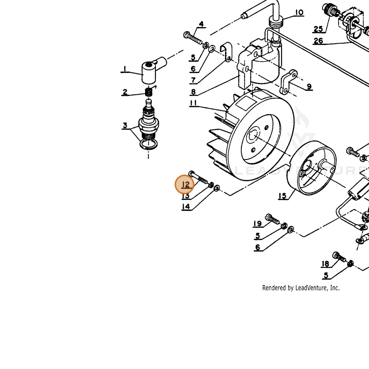 ECHO part 90022003020 — IPL diagram snippet (6x zoom, amber highlight)