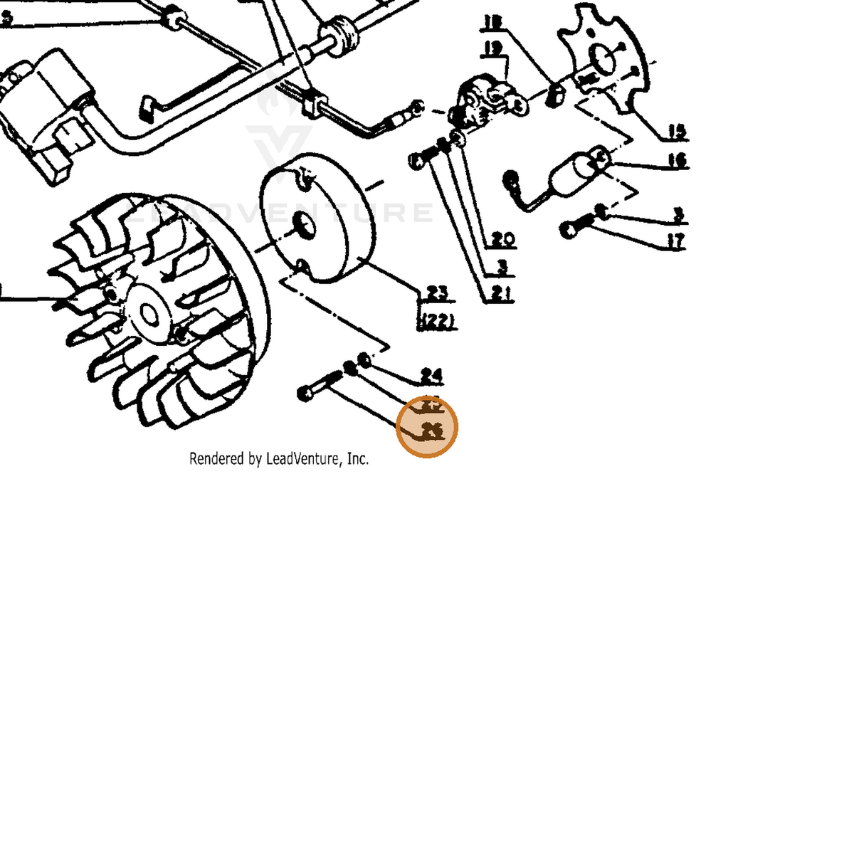 ECHO part 90022003025 — IPL diagram snippet (6x zoom, amber highlight)
