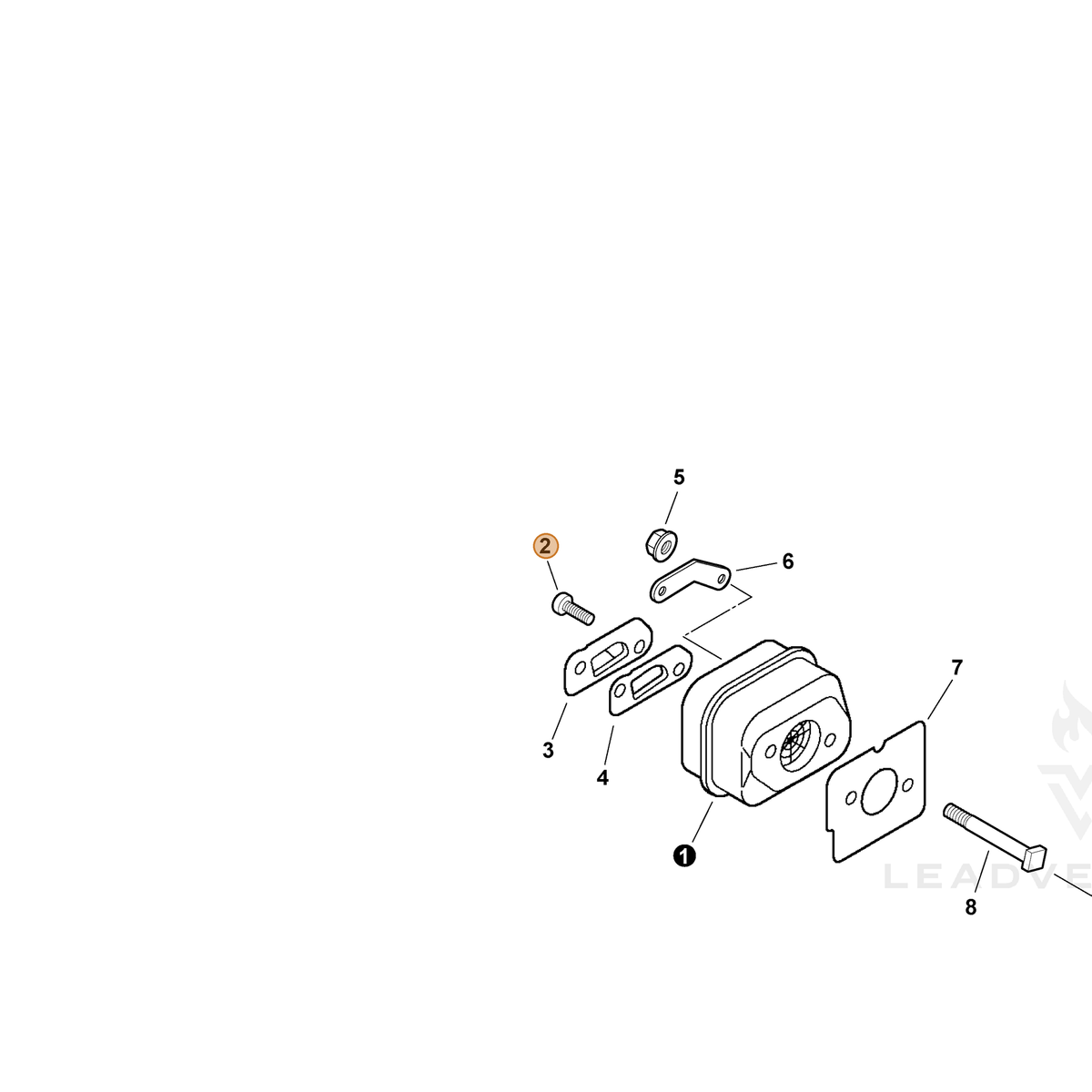 ECHO part 90022004008 — IPL diagram snippet (6x zoom, amber highlight)