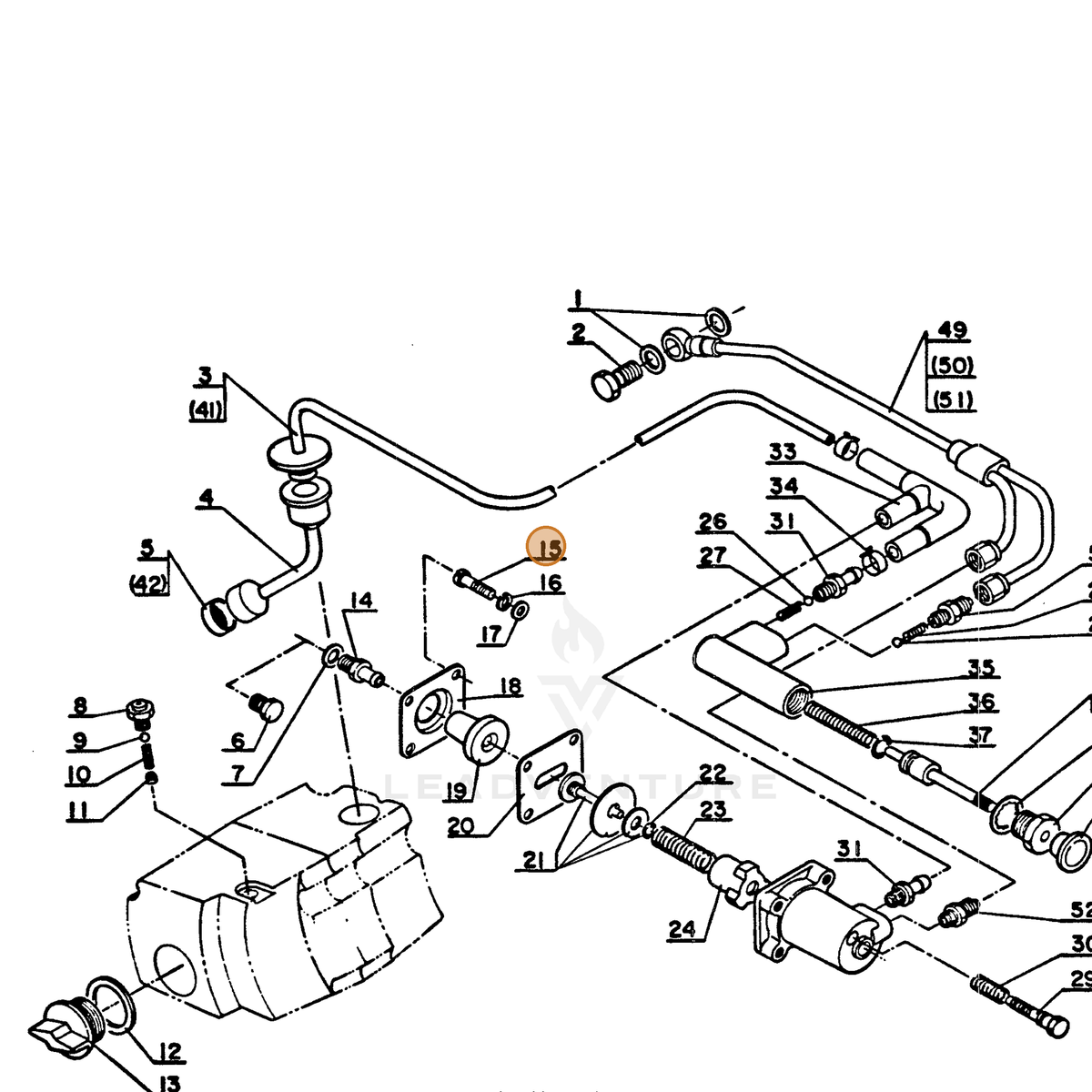 ECHO part 90022004015 — IPL diagram snippet (6x zoom, amber highlight)