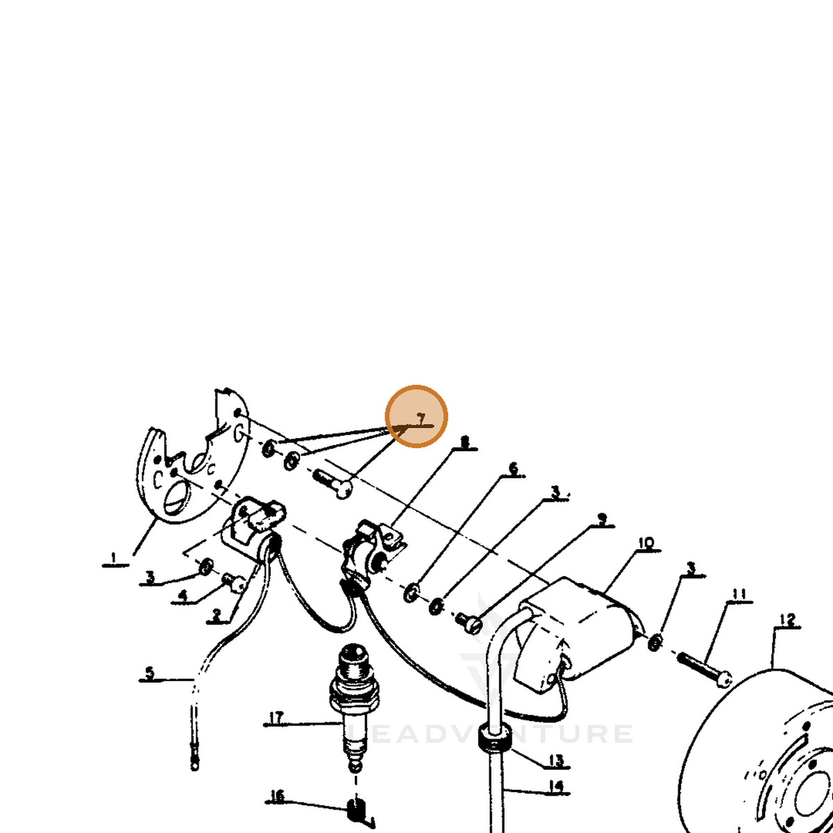 ECHO part 90022004016 — IPL diagram snippet (6x zoom, amber highlight)