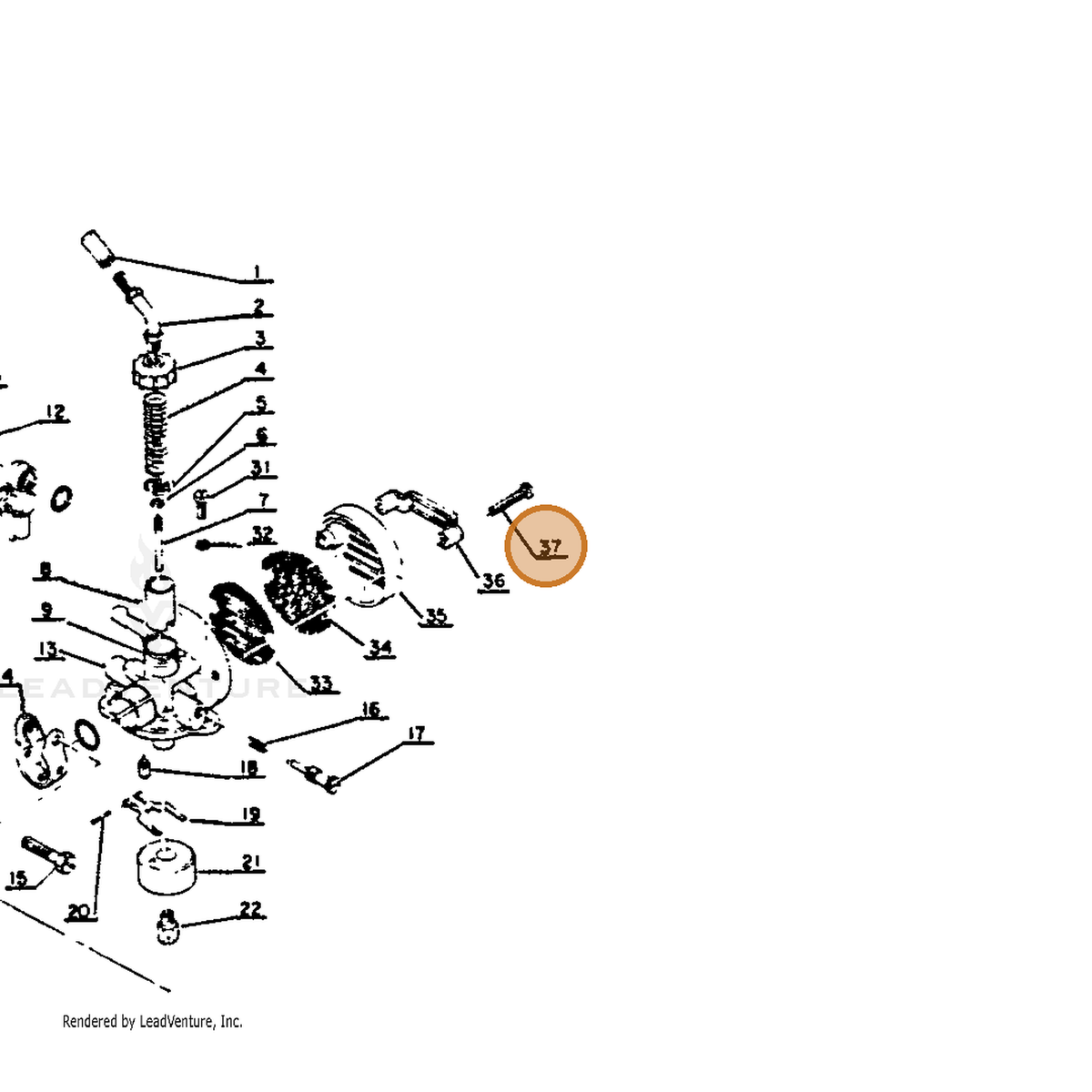 ECHO part 90022004025 — IPL diagram snippet (6x zoom, amber highlight)