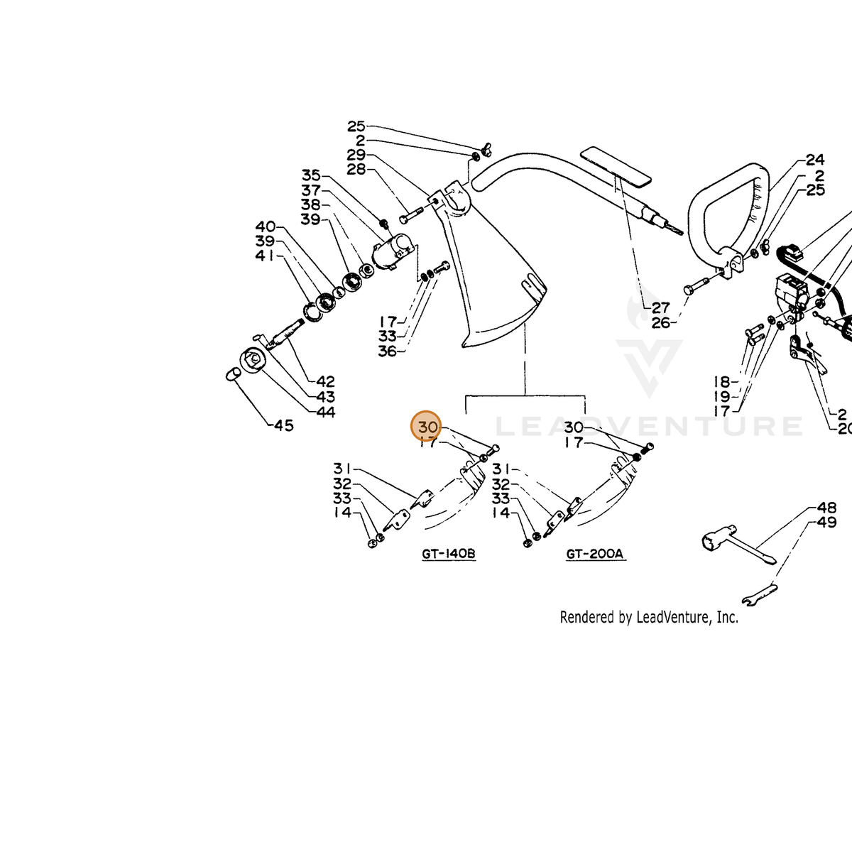 ECHO part 90022005014 — IPL diagram snippet (6x zoom, amber highlight)