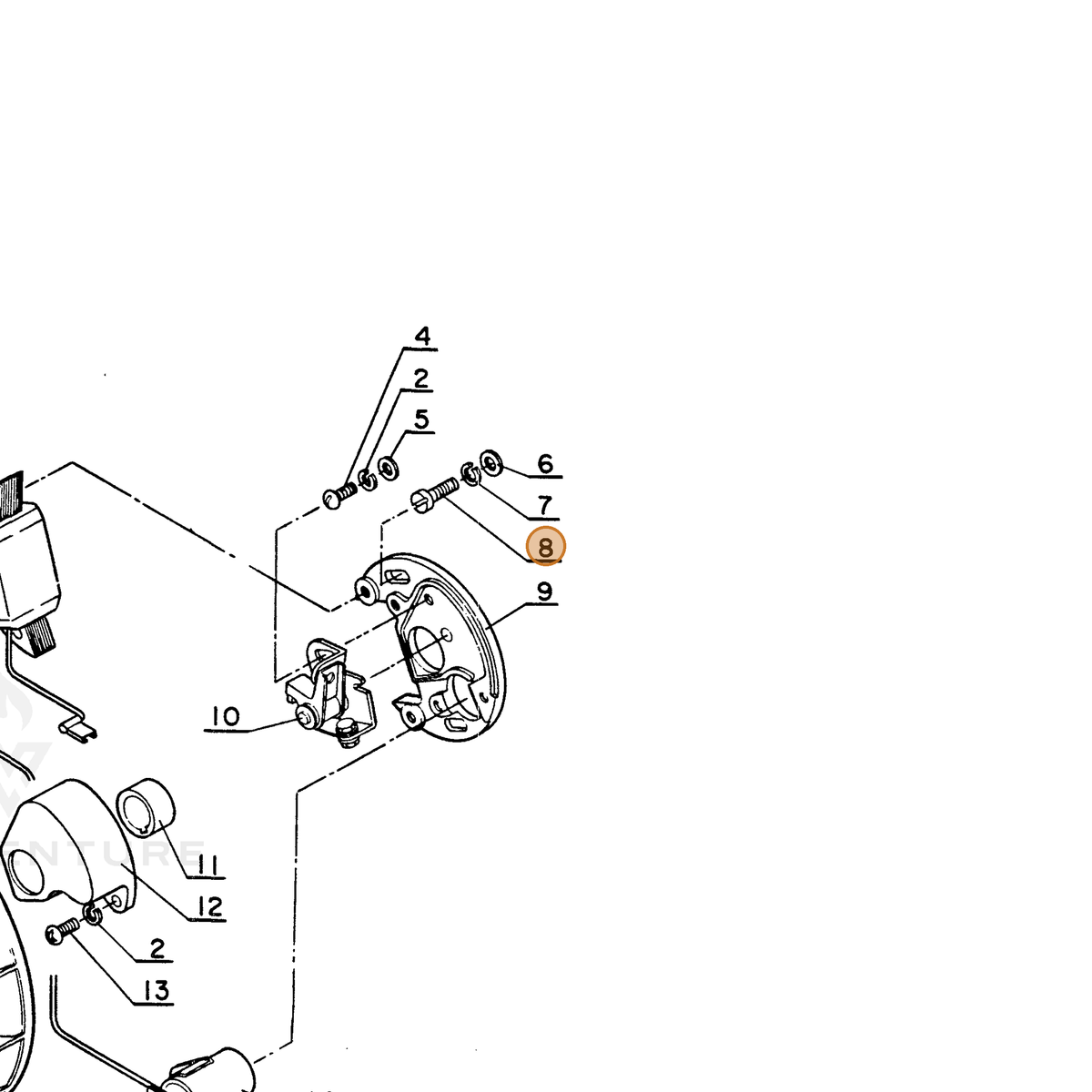 ECHO part 90022005015 — IPL diagram snippet (6x zoom, amber highlight)