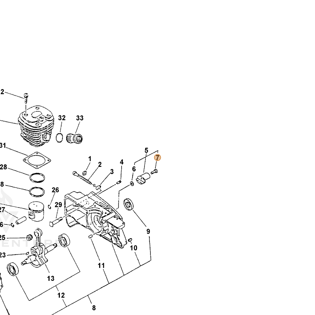 ECHO part 90022005018 — IPL diagram snippet (6x zoom, amber highlight)