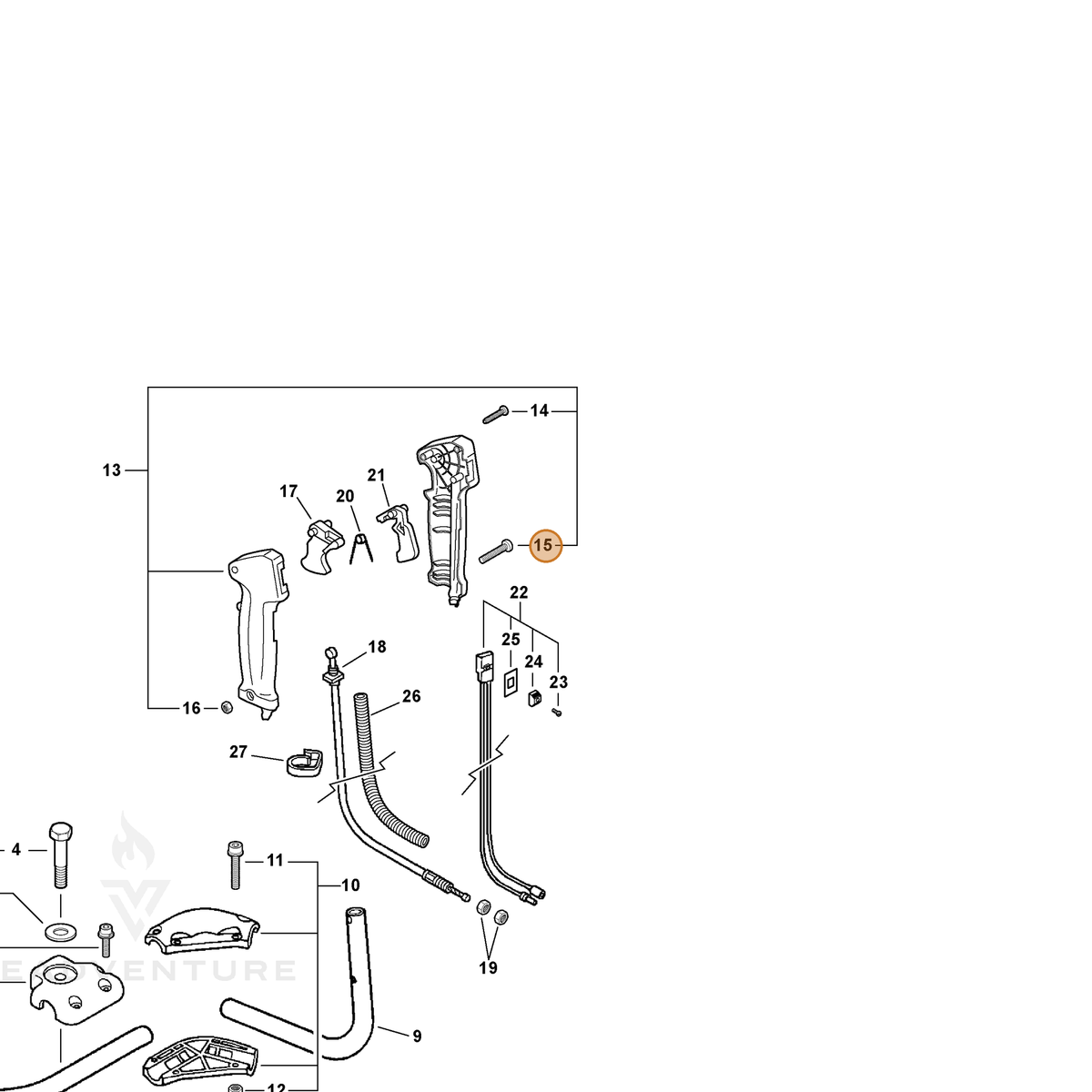 ECHO part 90022005030 — IPL diagram snippet (6x zoom, amber highlight)