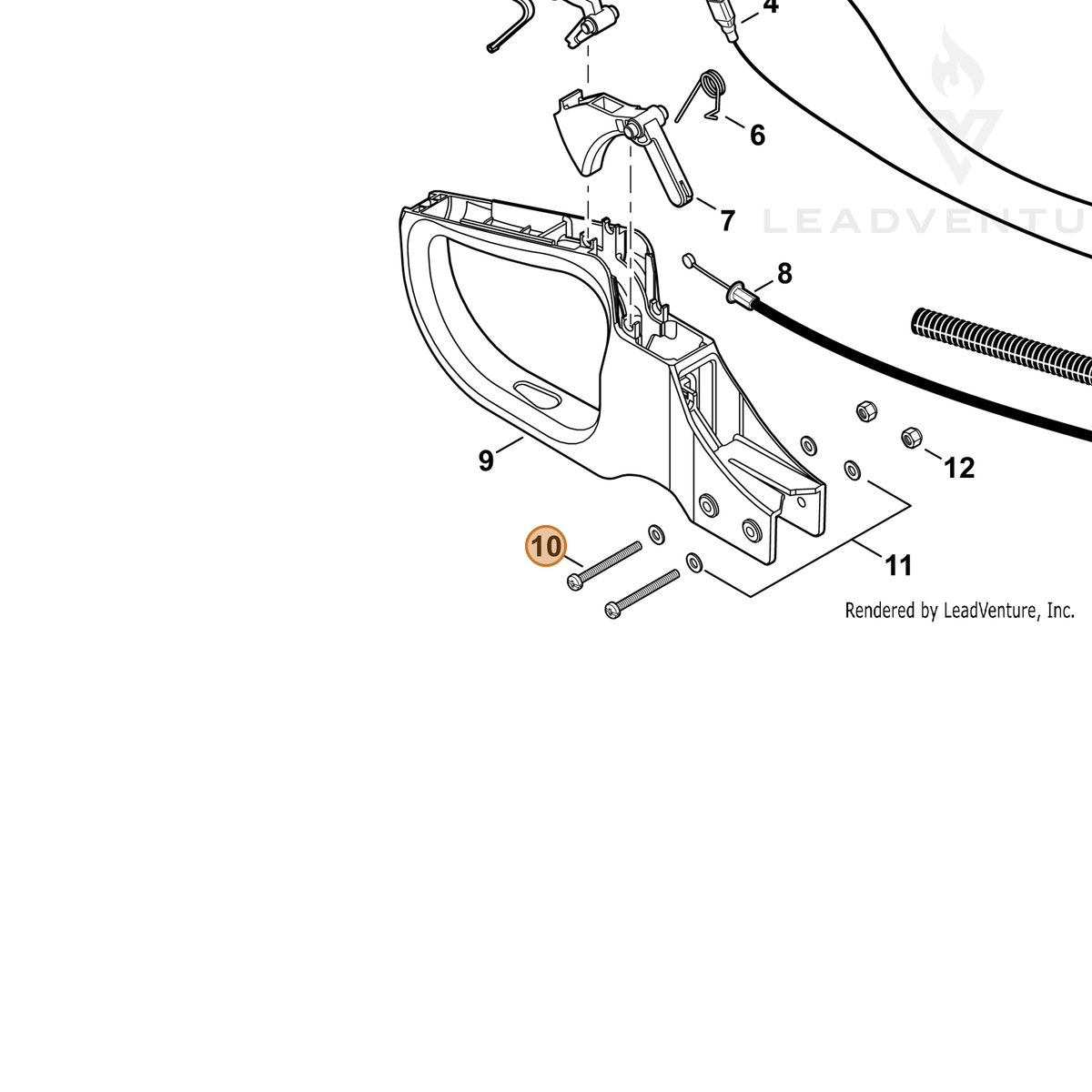 ECHO part 90022005045 — IPL diagram snippet (6x zoom, amber highlight)