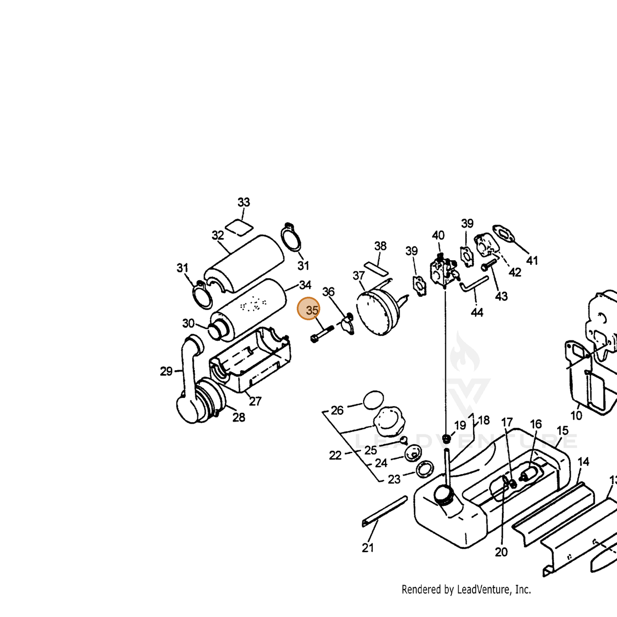 ECHO part 90022005050 — IPL diagram snippet (6x zoom, amber highlight)