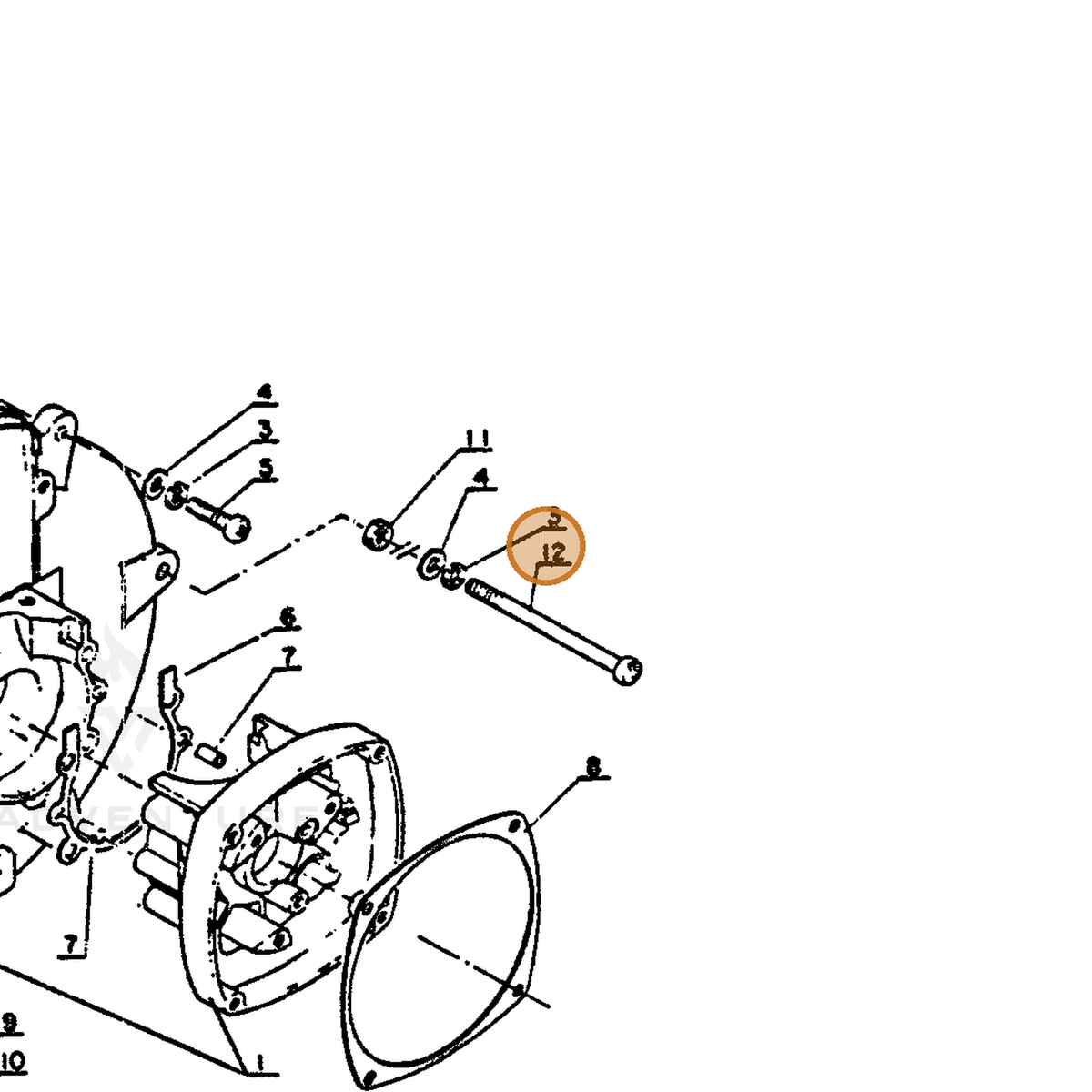 ECHO part 90022005070 — IPL diagram snippet (6x zoom, amber highlight)
