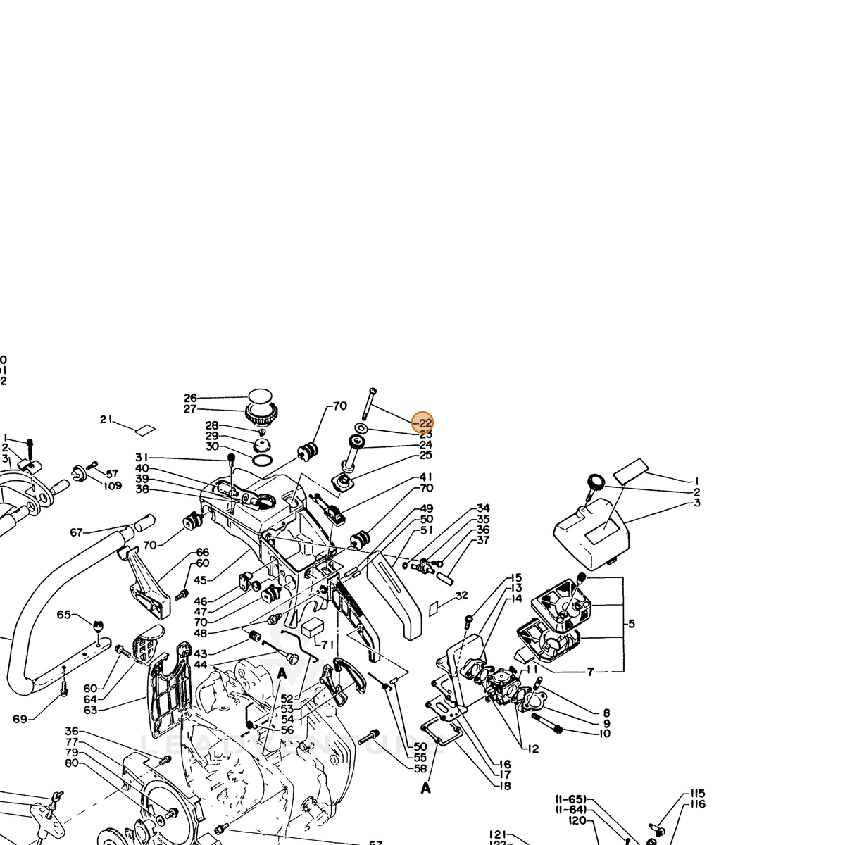 ECHO part 90022005075 — IPL diagram snippet (6x zoom, amber highlight)