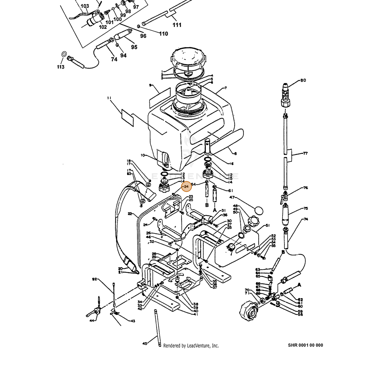 ECHO part 90022006010 — IPL diagram snippet (6x zoom, amber highlight)