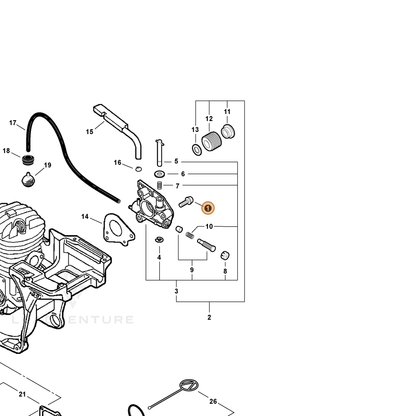 ECHO part 90022304016 — IPL diagram snippet (6x zoom, amber highlight)