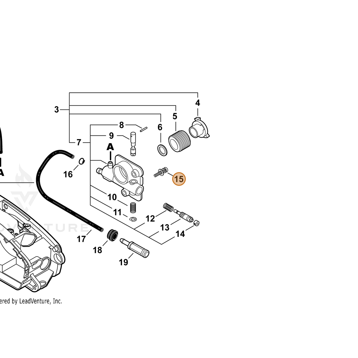 ECHO part 90023804012 — IPL diagram snippet (6x zoom, amber highlight)