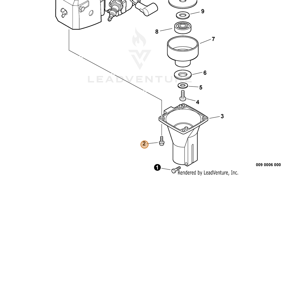 ECHO part 90023804018 — IPL diagram snippet (6x zoom, amber highlight)