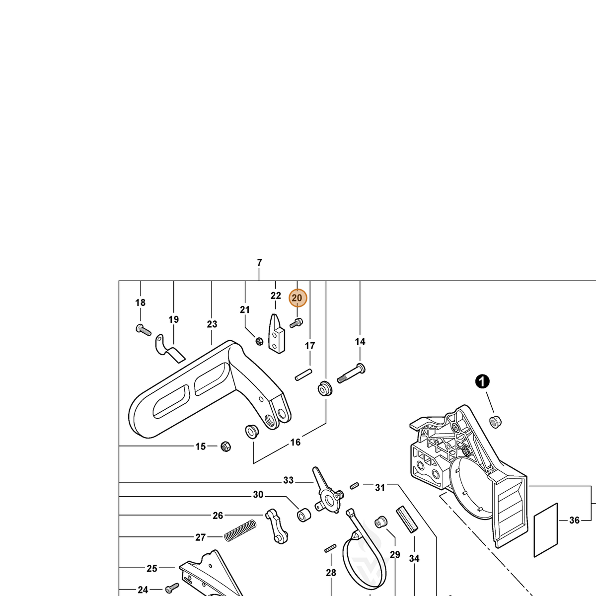 ECHO part 90023804020 — IPL diagram snippet (6x zoom, amber highlight)