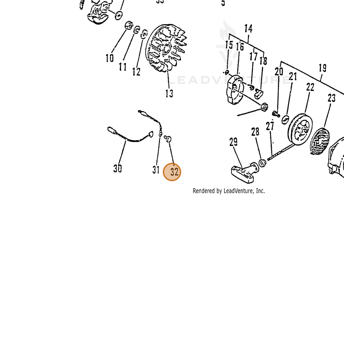 ECHO part 90023805010 — IPL diagram snippet (6x zoom, amber highlight)