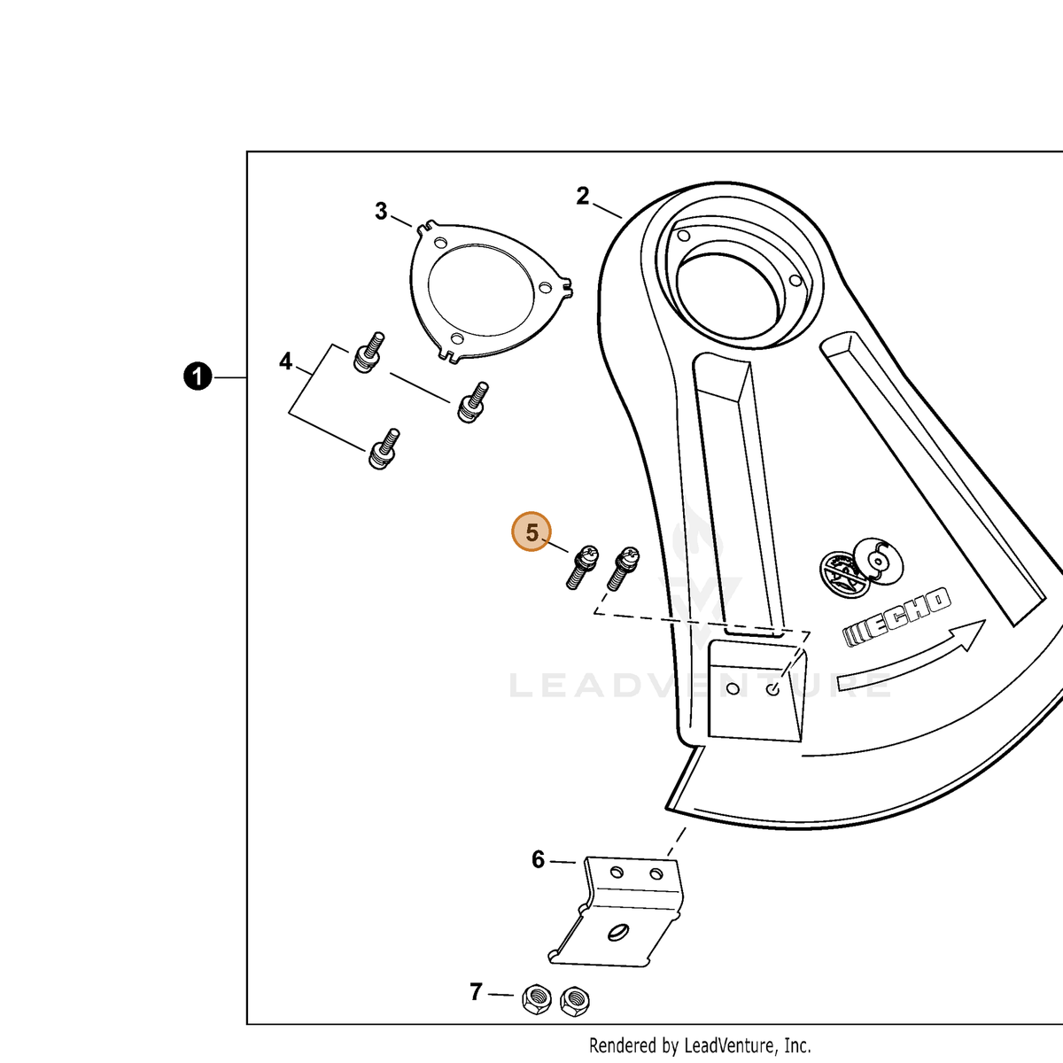 ECHO part 90023805012 — IPL diagram snippet (6x zoom, amber highlight)