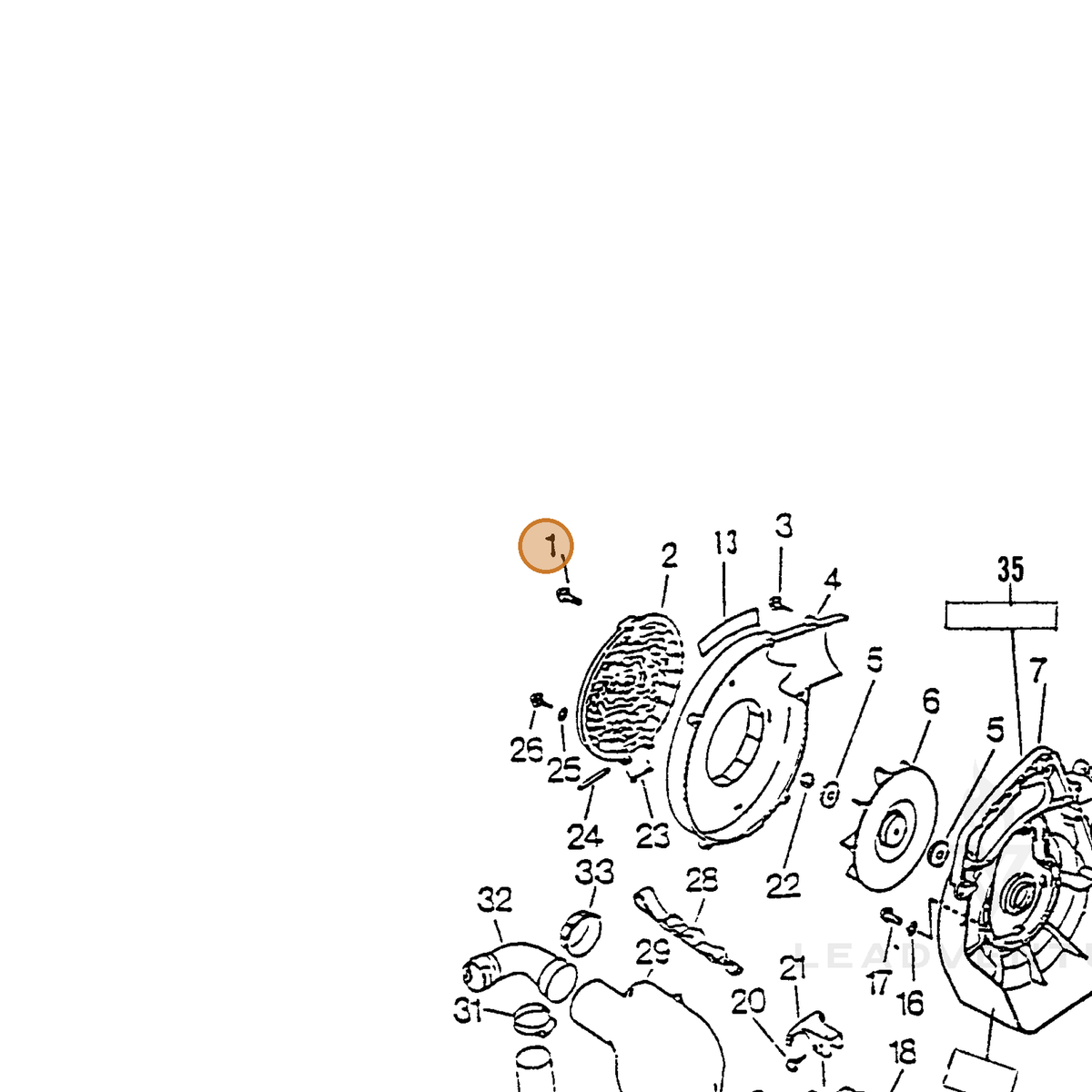 ECHO part 90023805018 — IPL diagram snippet (6x zoom, amber highlight)