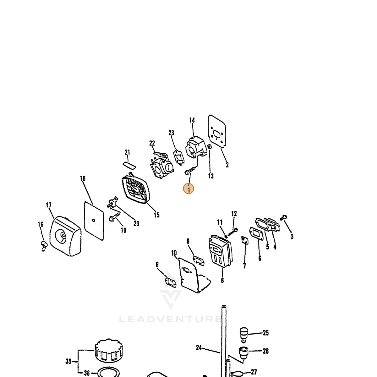 ECHO part 90023805022 — IPL diagram snippet (6x zoom, amber highlight)