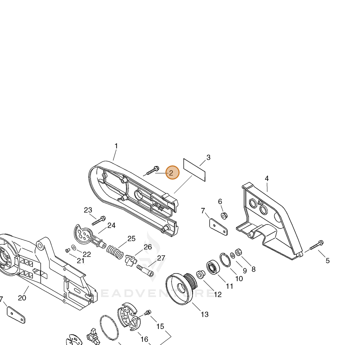ECHO part 90023805025 — IPL diagram snippet (6x zoom, amber highlight)