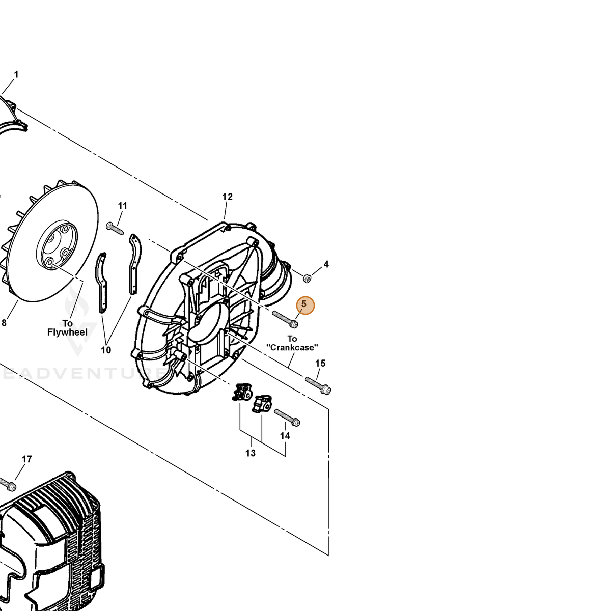 ECHO part 90023805040 — IPL diagram snippet (6x zoom, amber highlight)