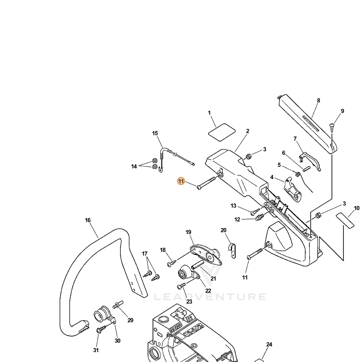 ECHO part 90023805057 — IPL diagram snippet (6x zoom, amber highlight)