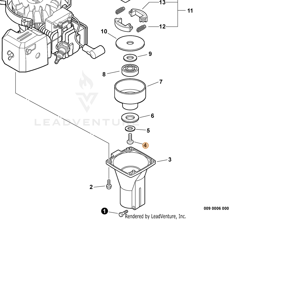 ECHO part 90023806012 — IPL diagram snippet (6x zoom, amber highlight)