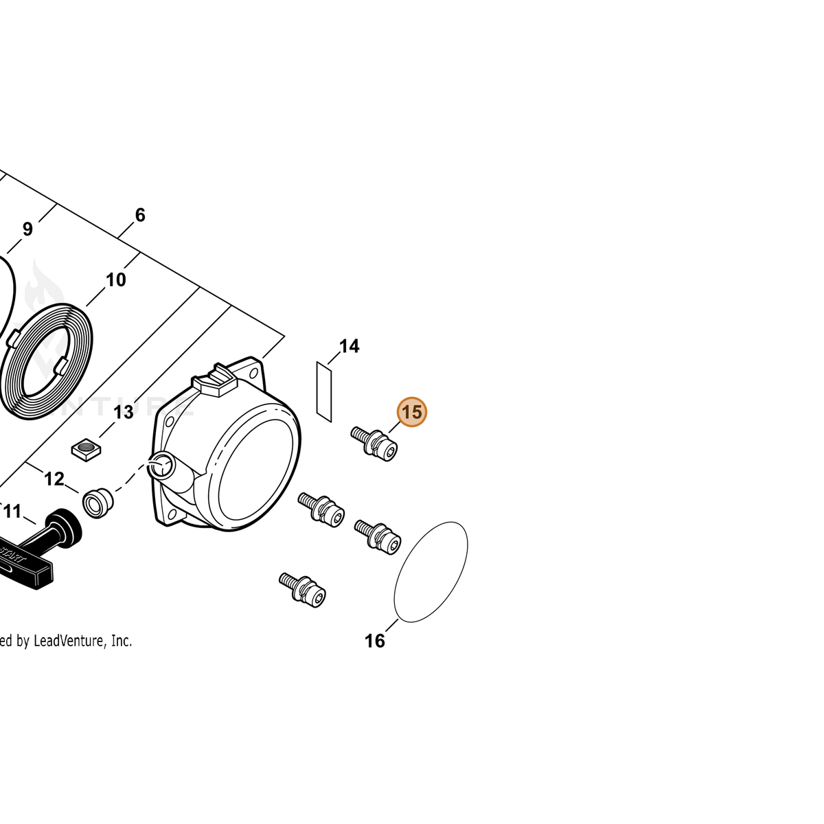 ECHO part 90023904014 — IPL diagram snippet (6x zoom, amber highlight)