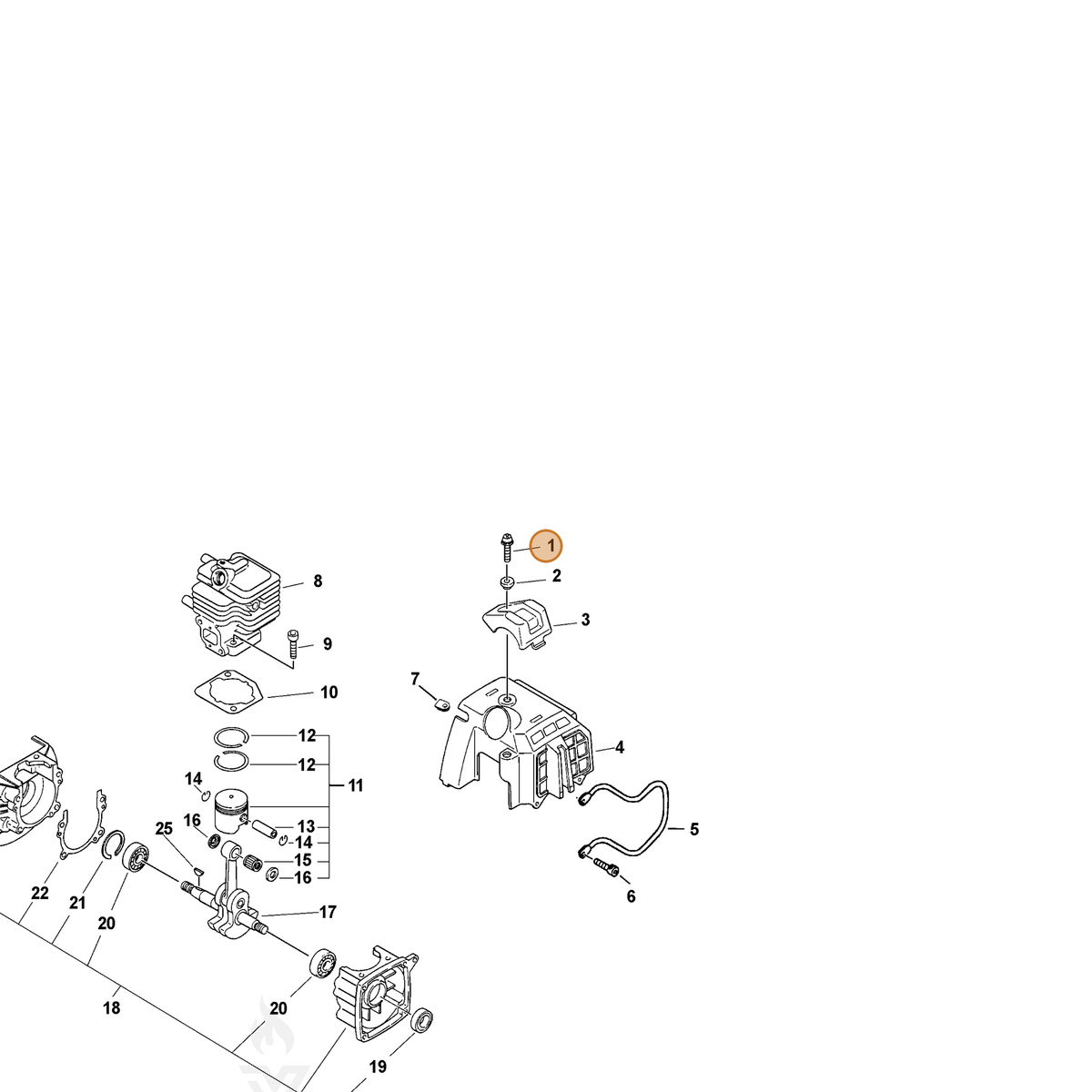 ECHO part 90023905022 — IPL diagram snippet (6x zoom, amber highlight)