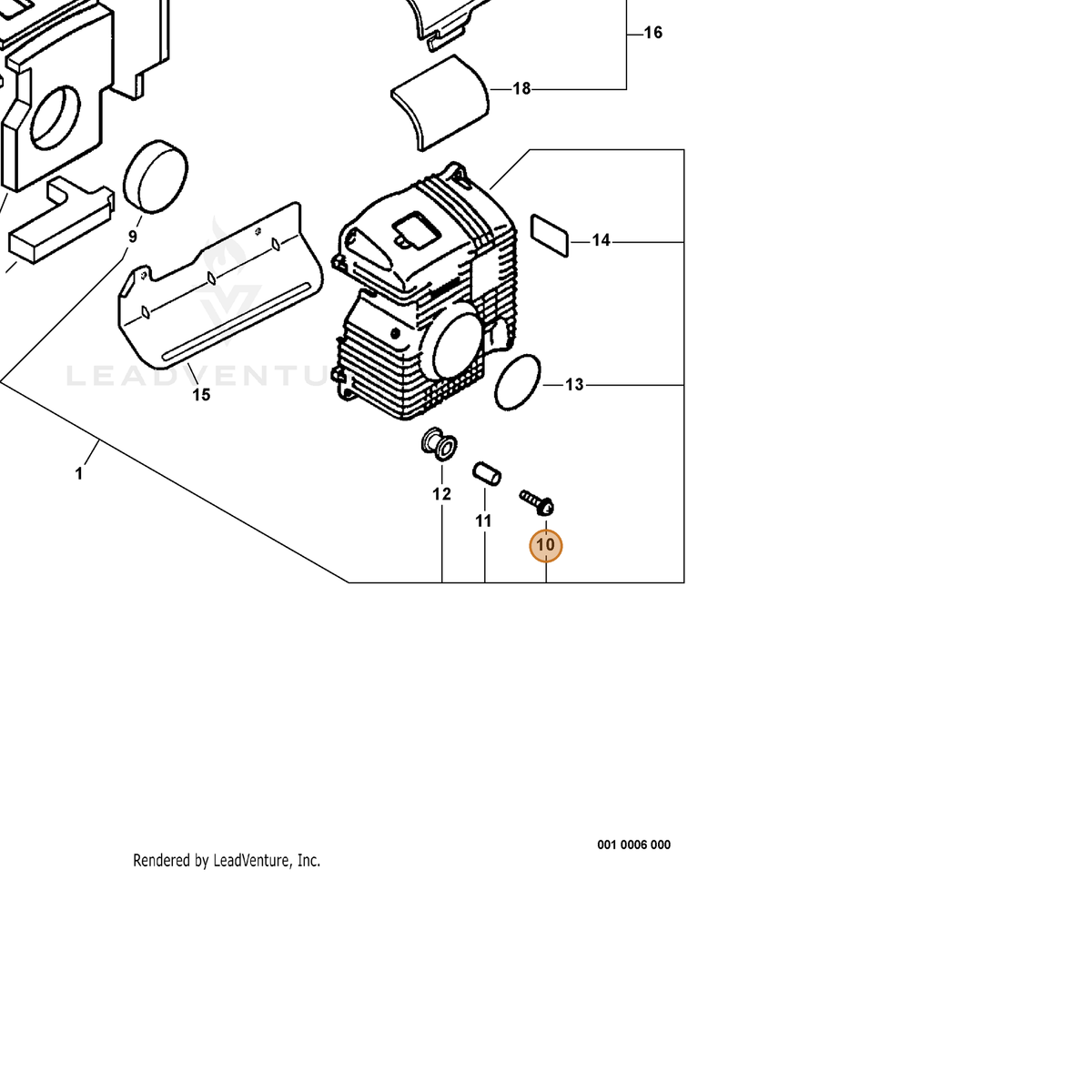 ECHO part 90023905025 — IPL diagram snippet (6x zoom, amber highlight)