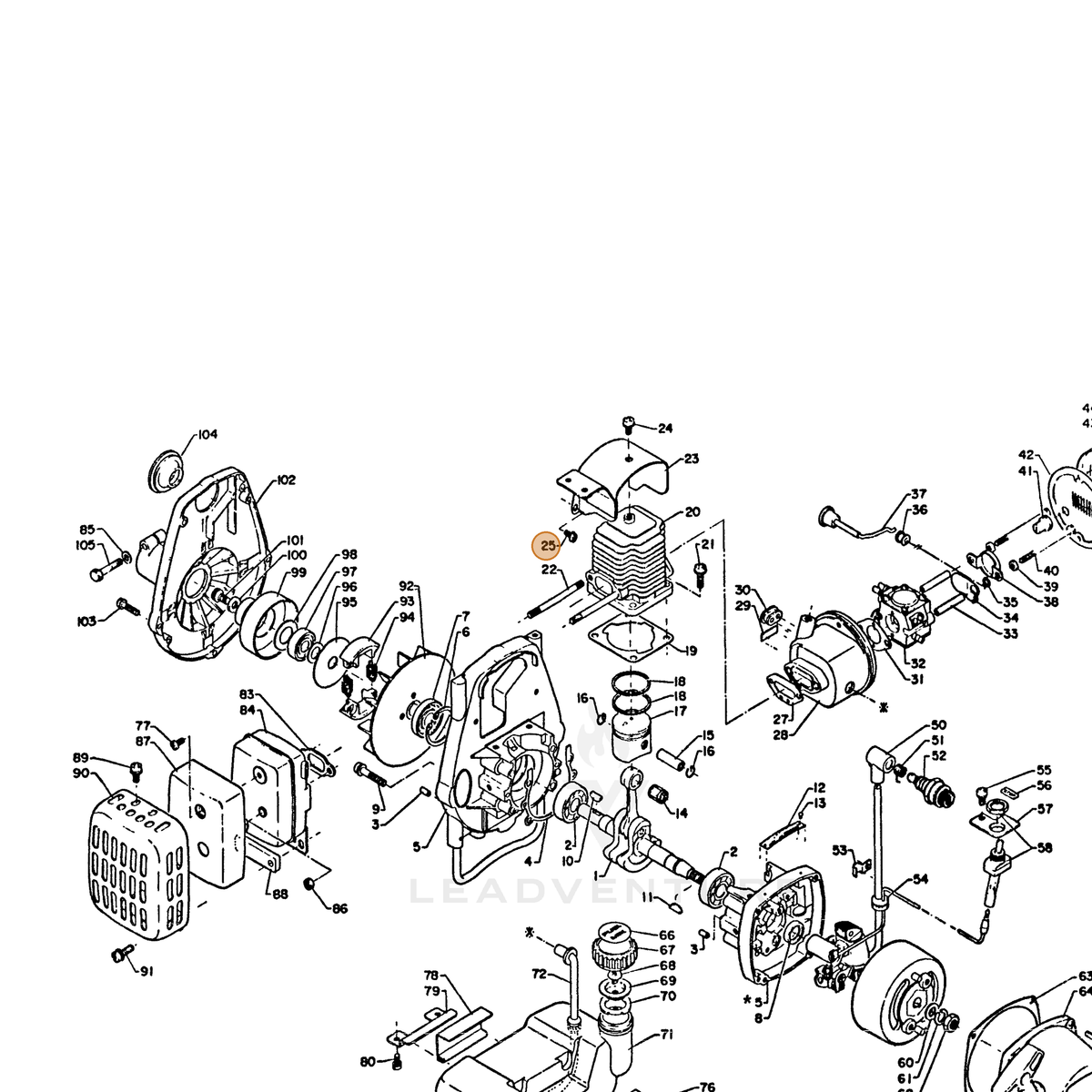 ECHO part 90024004008 — IPL diagram snippet (6x zoom, amber highlight)