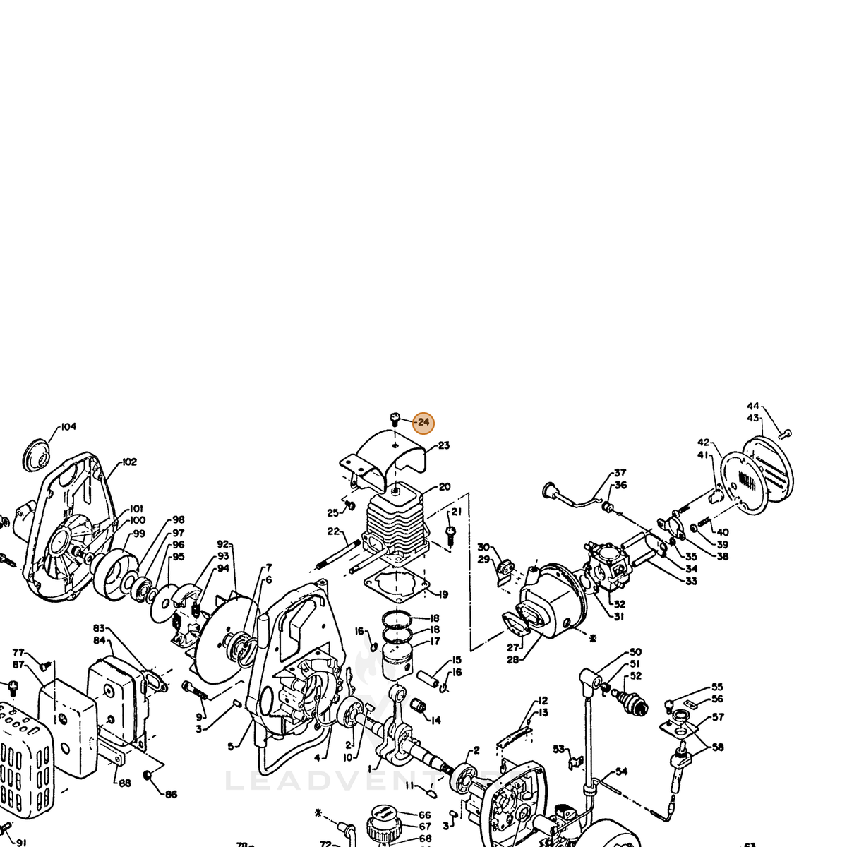 ECHO part 90024005010 — IPL diagram snippet (6x zoom, amber highlight)